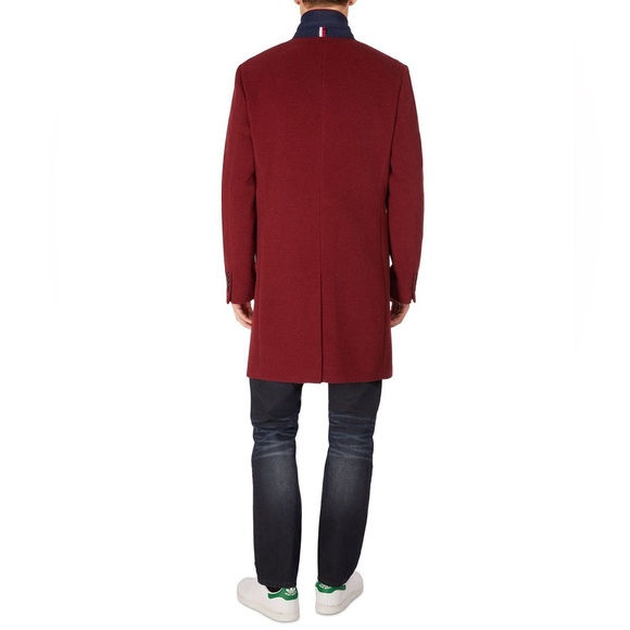 Tommy Hilfiger Addison Wool-Blend Trim Fit Overcoat in Red, Size 44 Short - Picture 5 of 13
